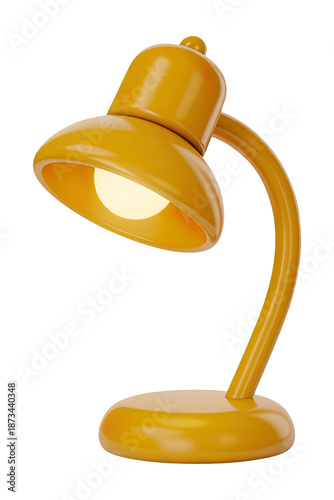 3D Model of Yellow Desk Lamp with Modern Design and Adjustable Angle