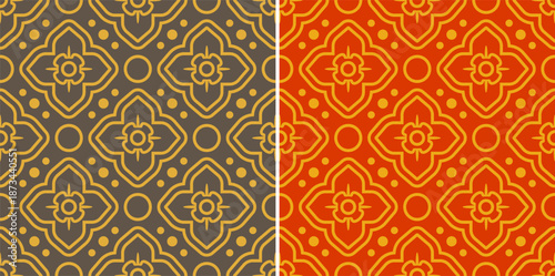 Vector vintage geometric Thai seamless pattern in retro style. Thai ornament.