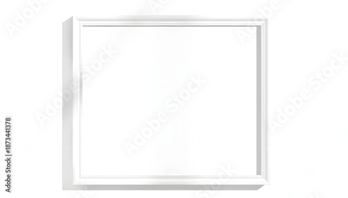 Illustration of a frame hanging on a blank white wall. Mock-up for advertisment, art and posters.