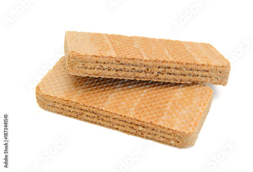 Vanilla wafers on white background.