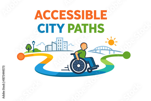 Accessible city paths: inclusive urban design featuring a wheelchair user