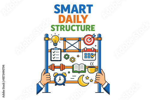 Smart daily structure: planning and productivity conceptual illustration