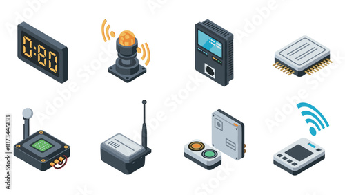 Isometric electronic devices and technology icons set