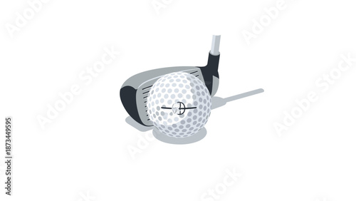 Golf club and ball icon in modern flat style