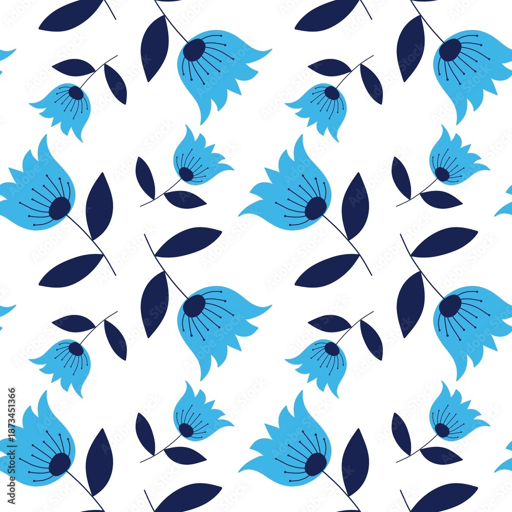 Fototapeta premium Spring seamless flowers pattern for wrapping paper and fabrics and kids clothes and spring party textiles and linens