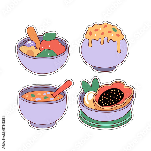 main meal sticker using purple bowl