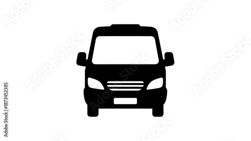 Vector illustration of a modern delivery van or shuttle minibus, on transparent background