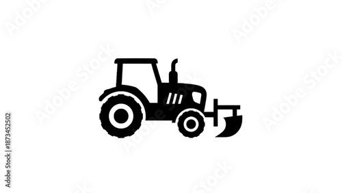Vector illustration of a farming tractor with a plow attached, for agricultural design on transparent background