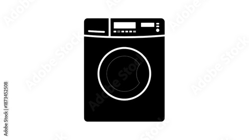 Vector illustration of an automatic washing machine appliance on transparent background, perfect for laundry concepts