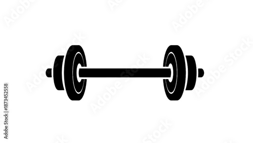 Vector illustration of a robust metal barbell weightlifting equipment for gym fitness on transparent background