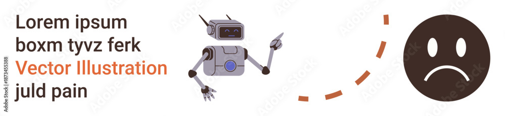 Fototapeta premium Artificial intelligence, emotions, communication, human-robot interaction, technology integration, emotional interpretation. A robot gestures to a sad face symbol. Artificial intelligence