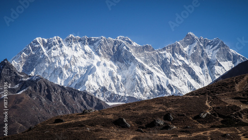 Panorama of the Himalayas in Nepal