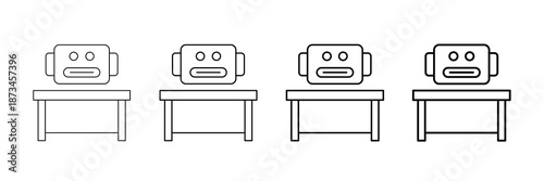 Help Desk Bot Icons Vector Set In Different Stroke Line Style