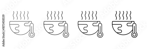 Global Warming Icons Vector Set In Different Stroke Line Style