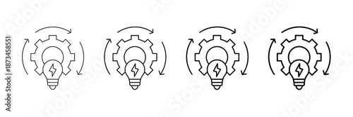 Renewable Energy Icons Vector Set In Different Stroke Line Style