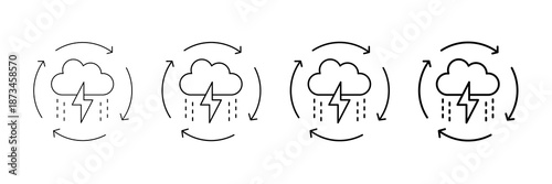 Climate Adaptation Icons Vector Set In Different Stroke Line Style