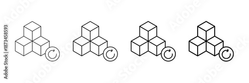 Recycling Icons Vector Set In Different Stroke Line Style