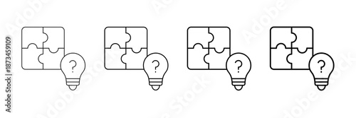 Question-Based Thinking Icons Vector Set In Different Stroke Line Style