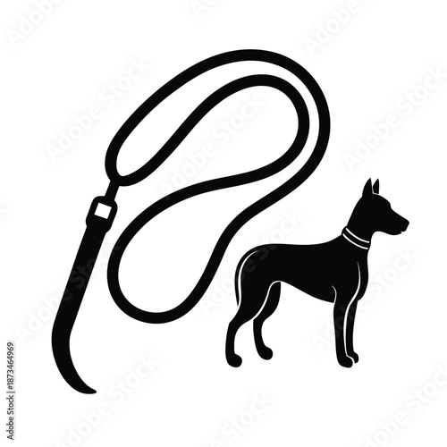 Dog Leash And Canine Companion Vector Illustration