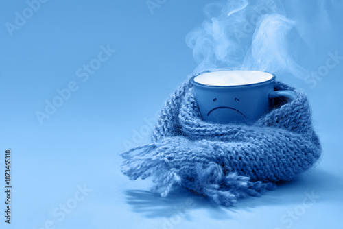 Wallpaper Mural Blue monday, Steaming sad mug feeling cold and flu Torontodigital.ca