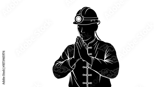 Worker Demonstrates Respectful Gesture in Industrial Setting