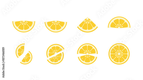 Minimalist lemon slices set on white background for modern design projects