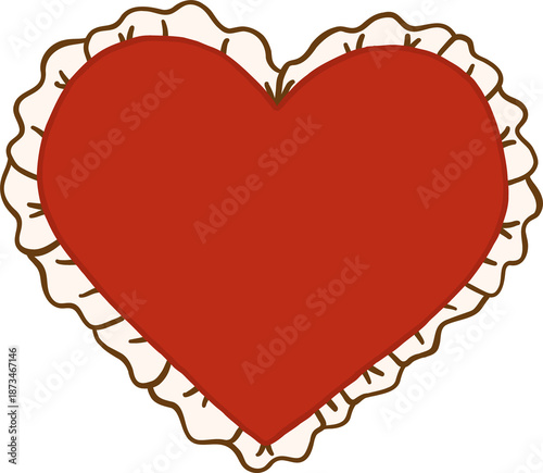 Fotografie Heart Shaped with Ruffled Edge Hand Drawn