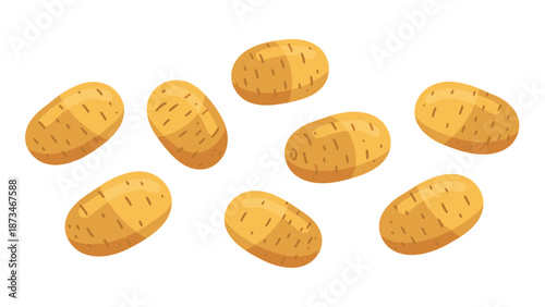 Realistic potatoes on white background: fresh organic food design