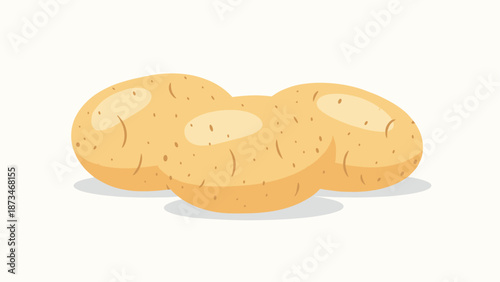 Fresh potatoes on neutral background in modern flat style