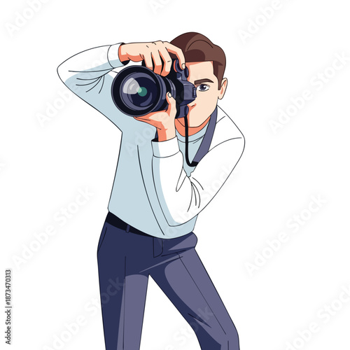 Man Taking a Photograph with a Camera
