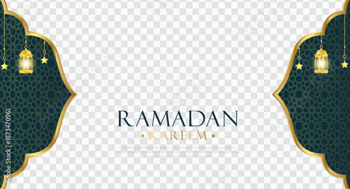 Ramadan greeting card template with transparent background