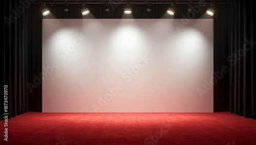 3d render press wall on red carpet. Empty banner backdrop. 3d render