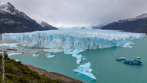 an early afternoon shot of perito moreno glacier on a cloudy autumn day in los glaciares national park of argentina