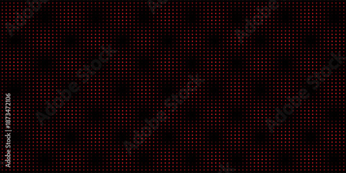 Red halftone wave gradient texture. Retro dotted wallpaper. Comic pop art style checkered frame texture. Wave pattern on black background for banner, flyer, poster, presentation.