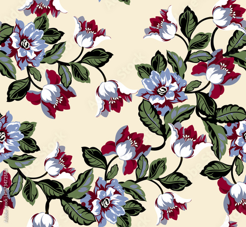 Seamless flowers pattern. Hand draw abstract floral pattern.