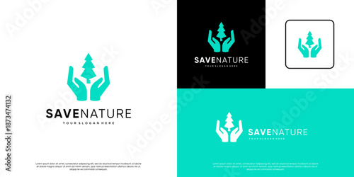 logo of hope with hand symbol, environmental conservation, awareness, natural balance, vector design illustration.