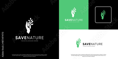 environmental awareness logo, protection of future generations, balance, graphic design template.