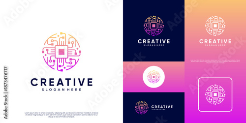 global abstract technology, neural network technology, electric current, circular shape, vector graphic illustration.
