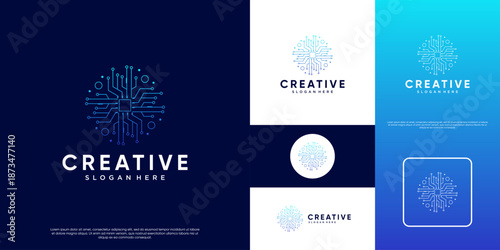 database system logo with an electrical network shape, development, digital solutions, graphic design template.