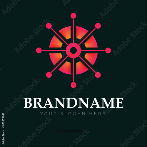 This abstract vector logo design features a professional business symbol and star illustration to create a modern company sign or travel icon for a creative card
