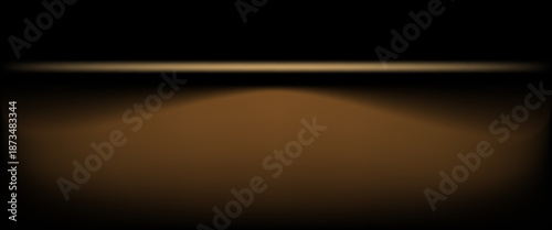 Dark gold gradient background studio with two lights shiny abstract pattern, modern and luxury empty room interior for premium product display lighting. eps 10