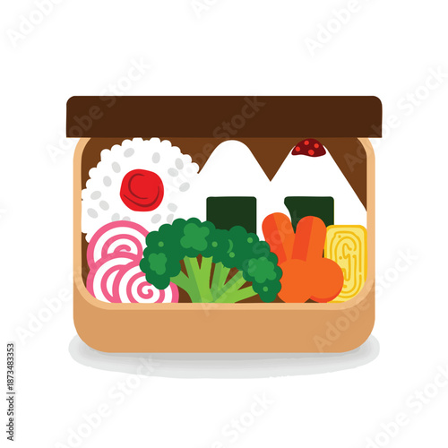 Healthy Lunchbox with Fresh Vegetables and Rice