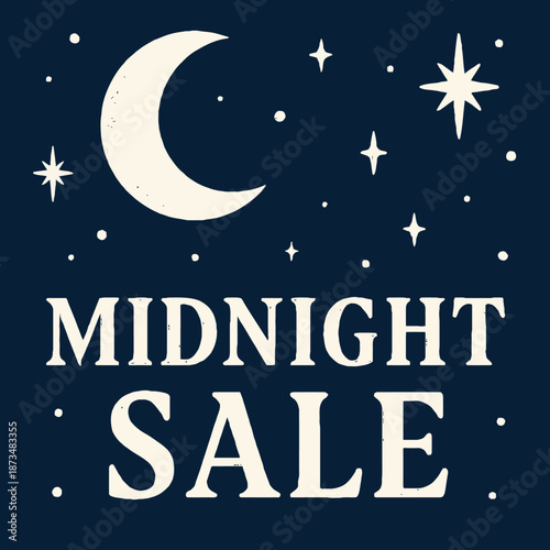 Midnight Sale Night Discount Promotion Vector