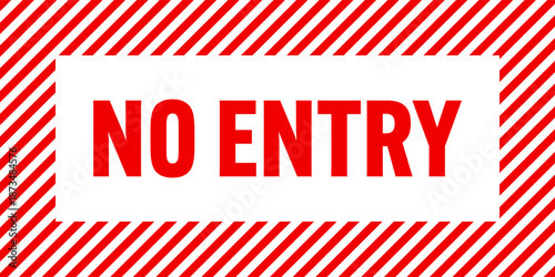 Warning sign with red and white diagonal lines. Attention, danger or caution symbol. Construction site signage, road safety notice, hazard banner, security alert shield. Vector illustration