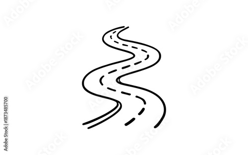 Curvy road icon in simple black outline