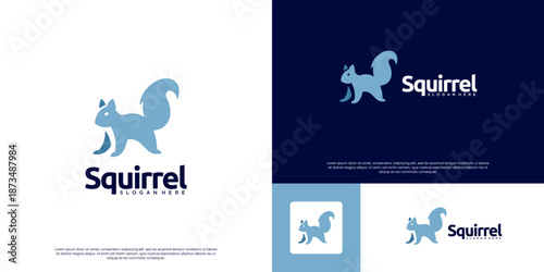 Animal symbol logo with a rodent concept, cute squirrel, cartoon character style, vector illustration design.