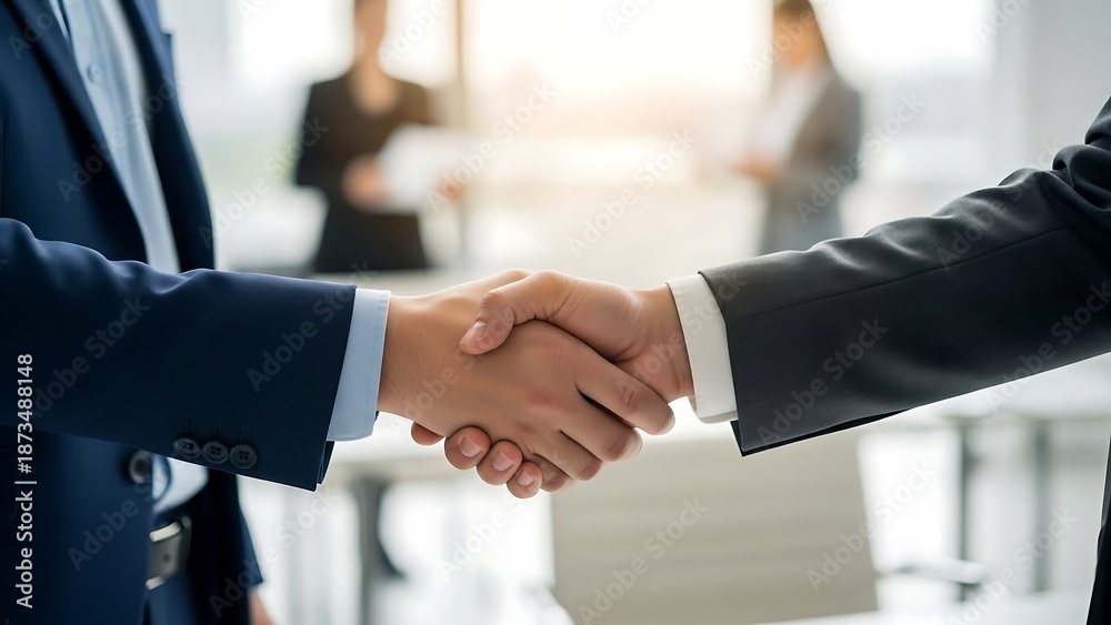 custom made wallpaper toronto digitalBusiness handshake in office setting.