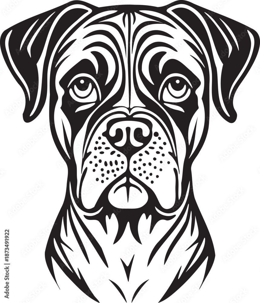Fototapeta premium Boxer Breed Dog Face Illustration