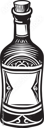 Bottle of Alcohol with Blank Label Illustration