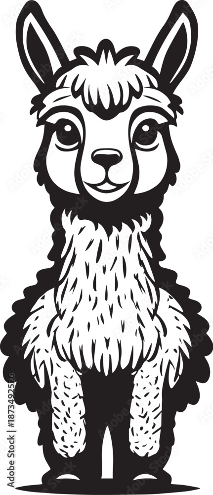 Obraz premium Cute Cartoon Baby Alpaca Illustration